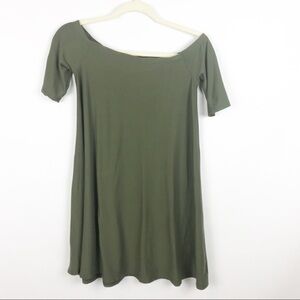 Planet Gold Green 3/4 Sleeve Tunic Off shoulder